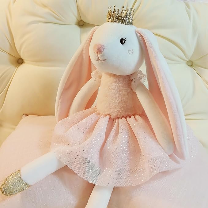 15.7" Easter Bunny Stuffed Animals, Princess Stuffed Bunny, Cute Plush Toy Rabbit Easter Decoration Birthday Gift for Boys and Girls, Pink