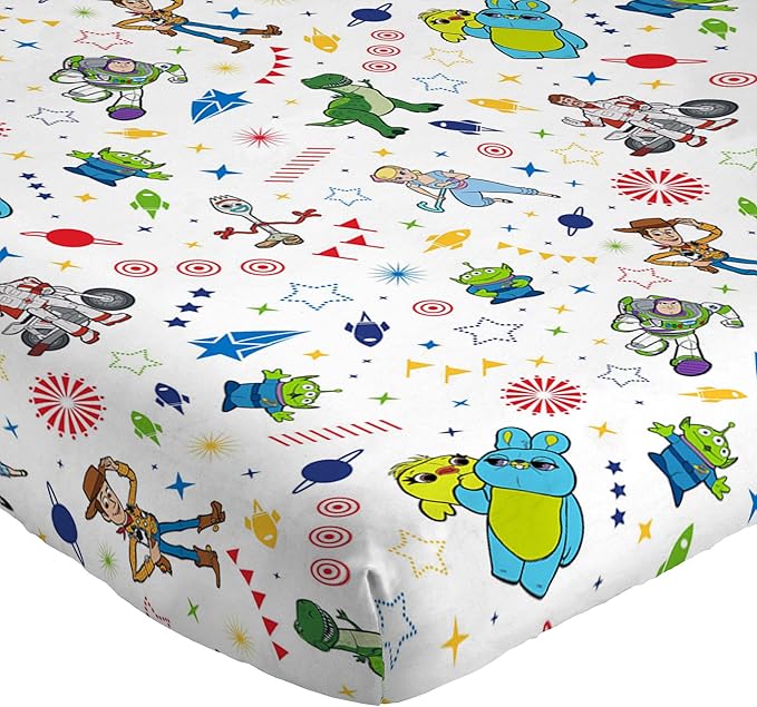 Jay Franco Kids Sheet Set with Fitted, Flat Sheets & Pillow Cover - Ultra-Soft Bedding with Pillowcase for Room Decor, White - Toy Story, 3 Piece Twin