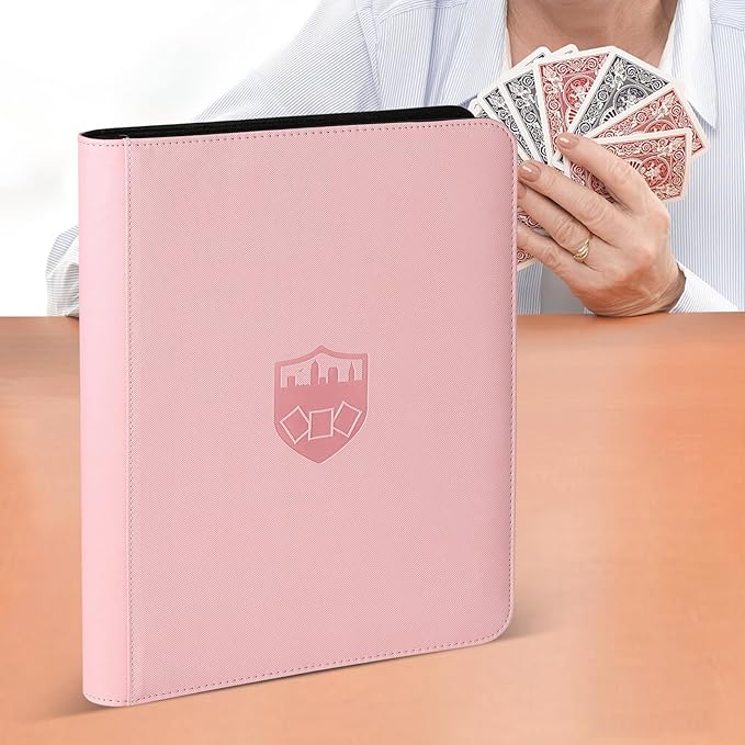 Trading Card Binder 12 Pocket, GERMUN PU Cover Card Binder for 720 Cards, Premium Trading Card Holder Folders, Double Sided Pocket Card Album for MTG, TCG (Pink)