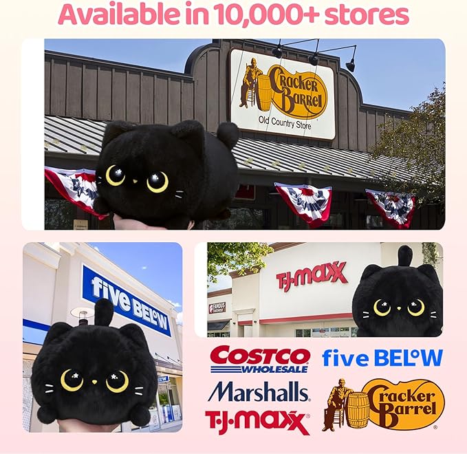 Mewaii Black Cat Plush, Cute Cat Plushies Toy, Soft Kitten Plushie Cuddle Pillow, Anime Plushie Doll, Cute Stuff Toys Gift for Girls, Boys and Males (16 Inch)