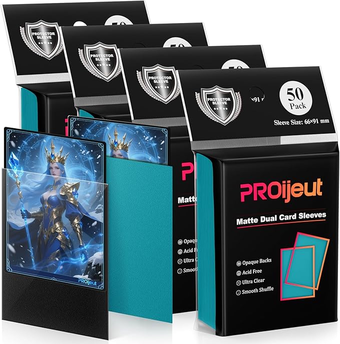 200 Pack Card Sleeves, Matte Dual Trading Card Sleeves with Opaque Back & Smooth Shuffle, Tear Resistant Card Protectors for MTG, TCG and Game Cards (Glacier Blue)