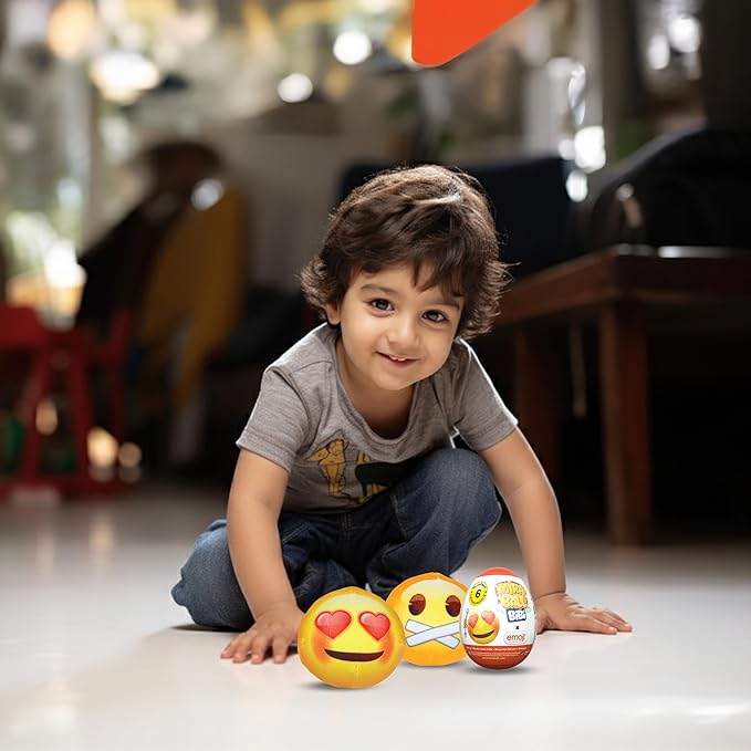 MiraBall Bibi Emoji - Surprise Egg Capsule with Memory Foam Expandable Plush Toy – 3.7" (9.5cm) Soft Collectible with Hidden Surprises – Fun Gift for Kids, Parties, Holidays, Stocking Stuffers