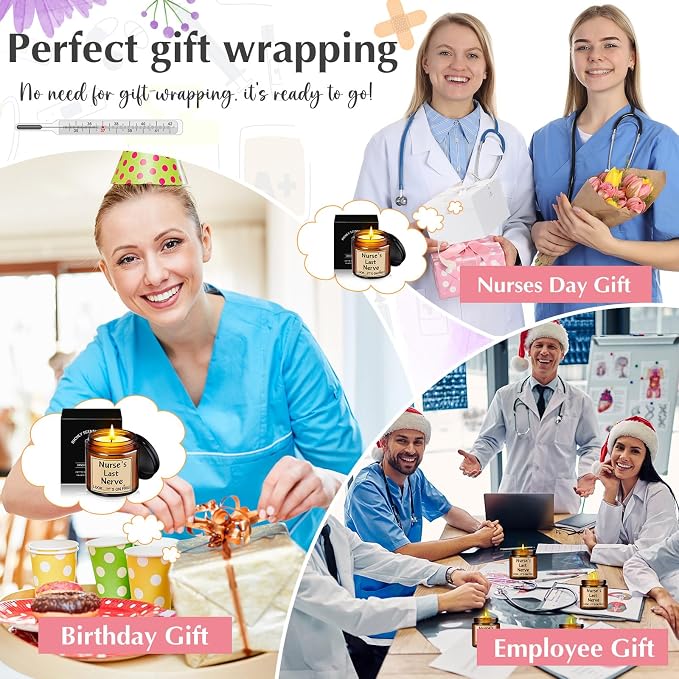 MTLEE 8 Pcs Nurses Gifts Bulk for Women, Nurse's Last Nerve Scented Candles 3.5 oz Candle CNA Gifts for Christmas Women Female Graduation Birthday Present