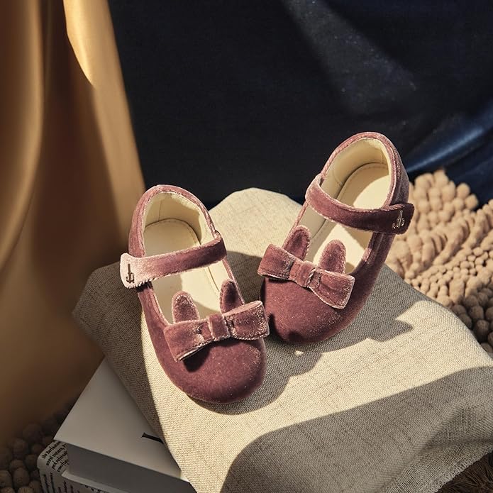 THEE BRON Mary Jane Ballet Flats - Girls' Dress Shoes with Hook & Loop Closure