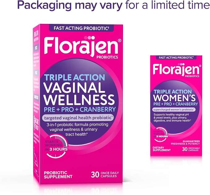 Florajen Women’s Probiotic with Cranberry - Prebiotic + Probiotic for Vaginal, Digestive, & Immune Support - Women’s Gut & Urinary Health Support - Vegan, Gluten-Free Daily Wellness - 30 Capsules