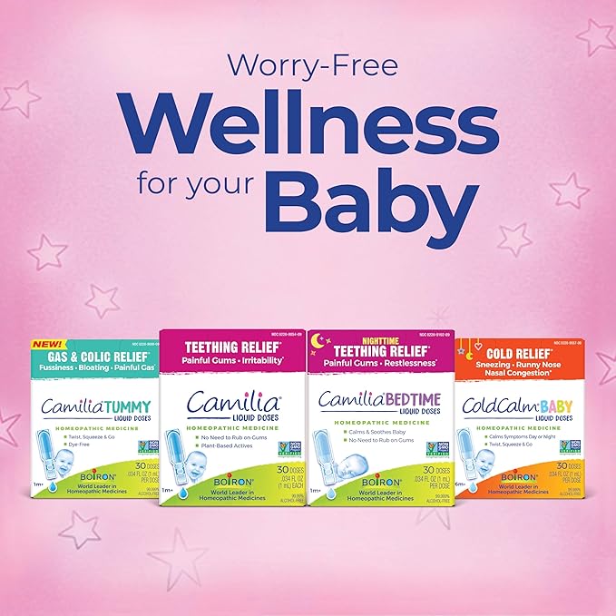 Boiron Camilia Teething Drops for Daytime and Nighttime Relief of Painful or Swollen Gums and Irritability in Babies - 15 Count