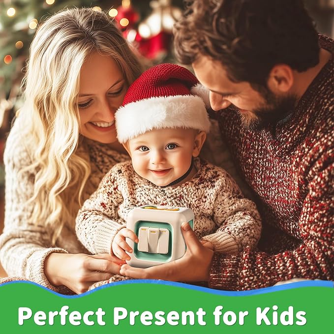 Busy Cube Toy, Sensory Toys for Toddlers 1-3, Baby Car Seat Toys 12-18 Months, Toddler Airplane Travel Toys Age 1-2, Learning Fine Motor Skills, 1st Birthday Gifts