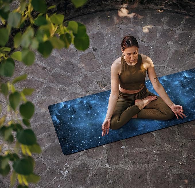 nuveti Printed Travel Yoga Mat-1/16 Inch Thick Non Slip Fitness Workout Mat with Carrying Bag, Foldable Lightweight Suede & Natural Rubber Yoga Mat for Yoga Pilates and Fitness 72" L x 24" W x 1.5mm
