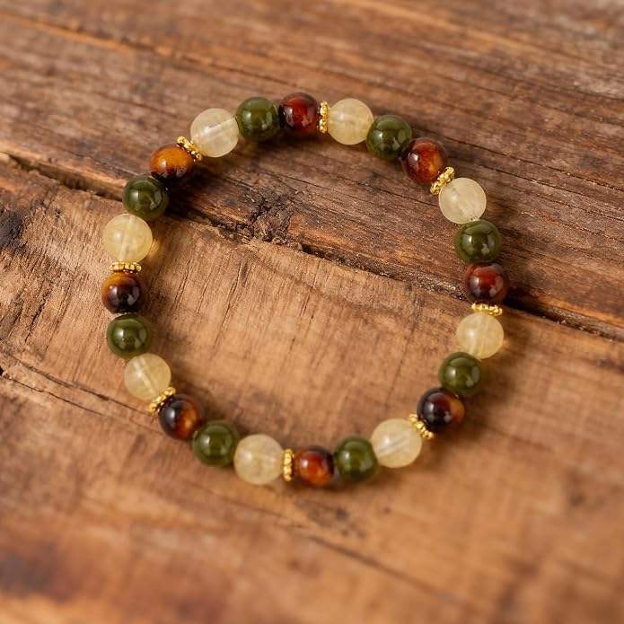 Menopause Bracelet for Women, Natural Crystal Elastic Bracelets Hot Flashes & Anxiety Relief Calming Balance Menopause's Support Jewelry Gift With Card