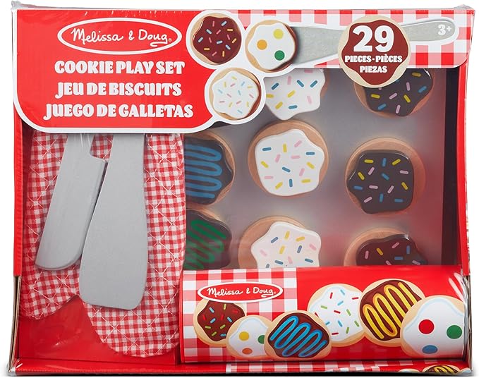 Melissa & Doug Slice & Bake Cookie Set with Wooden Play Food, Colorful Toppings & Play Kitchen Accessories, Preschool Learning Toys for Girls & Boys 3+
