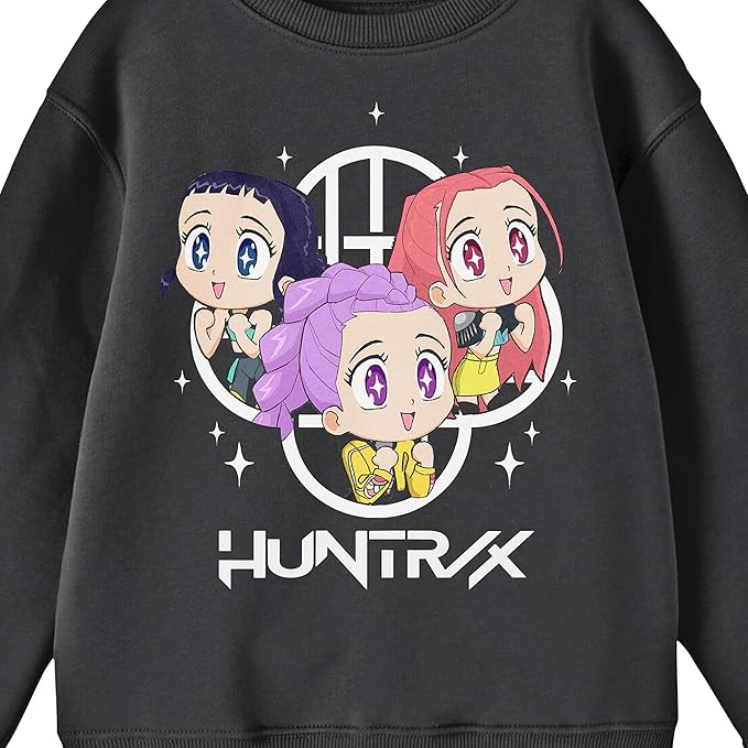 Kpop Demon Hunters HuntrX Excited Kawaii Chibi Art Youth Crew Neck Long Sleeve Sweatshirt