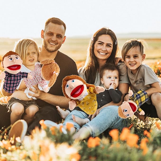 1 Pcs Family Hand Puppets 12 Inch Grandparents, Mom & Dad, Brother & Sister Plush Hand Puppet Toys Role-Play Toy Puppets for Kids Storytelling Imaginative Pretend Play Teaching Preschool(Dad)