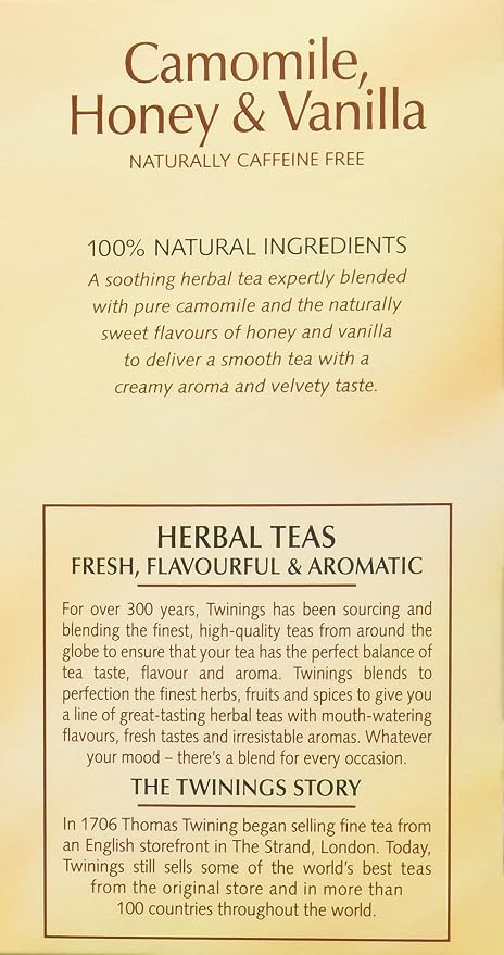 Twinings Herbal Tea Chamomile Honey and Vanilla - 20 Tea Bags (Pack of 2)
