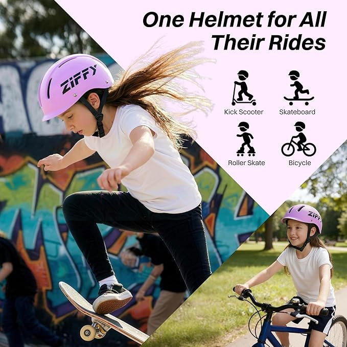 ZIFFY Kids/Toddler Bike Helmet, Adjustable, Lightweight, Safety Certified Scooter Helmet for Boys & Girls with Washable Inner Lining, 2 Sizes, 4 Colors – Fits Toddlers to Youth by Jova