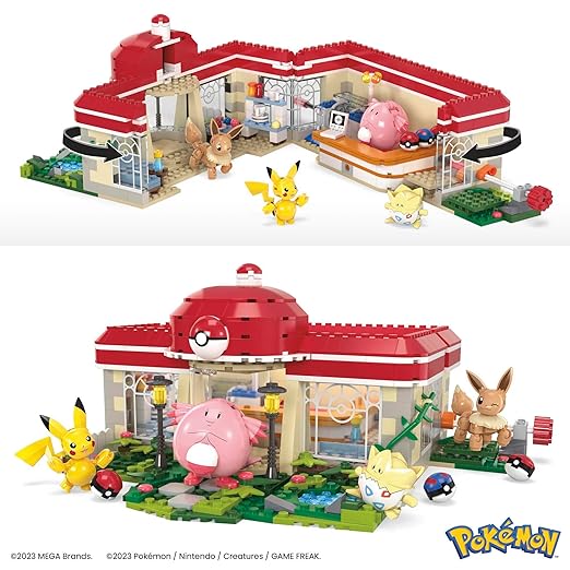 MEGA Pokemon Action Figure Building Toys, Forest Pokemon Center with 648 Pieces, 4 Poseable Characters, Gift Idea for Kids
