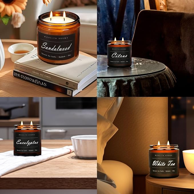 MOASITN Cherry Blossom Large Heavenly Scented Candles for Home|19oz 100h Long Lasting Clean Burn|Natural Soy Aromatherapy Candle|2 Wick Jar Candle for Women,Men as Relaxing,Holiday,Birthday Gifts