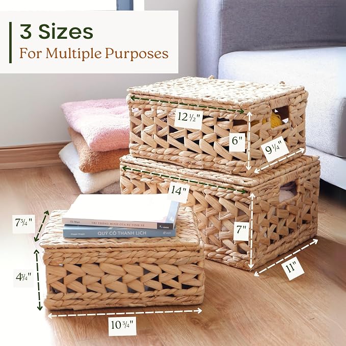 11.8", 8" Decorative Boxes with Lids, Capiz Shells Checkered Decorative Storage Boxes for Home Dรฉcor, Memory Box Keepsake Box for Photos, Letters, Accessories, Set of 2 (Natural)