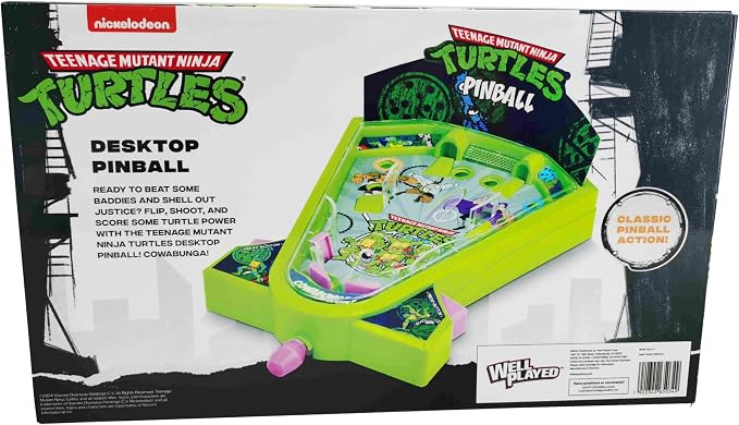 Teenage Mutant Ninja Turtles Desktop Pinball Machine - Fun Arcade Game for Kids & Adults Ages 6+, Compact Tabletop Toy by Well Played