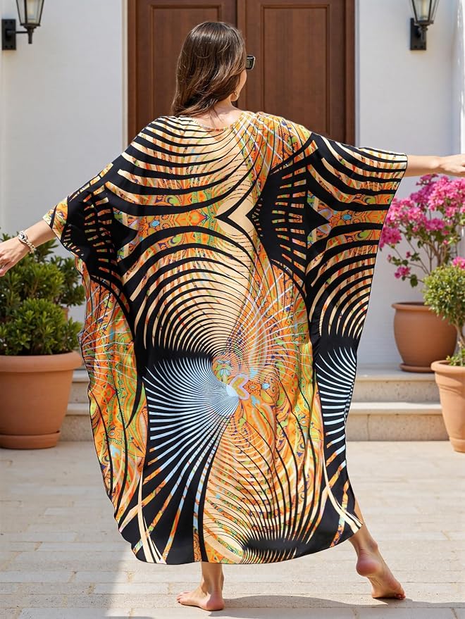Mumu Dresses for Women Plus Size, Bohemian Kaftan Beach Cover Up Long Maxi Nightgown Soft Loungewear