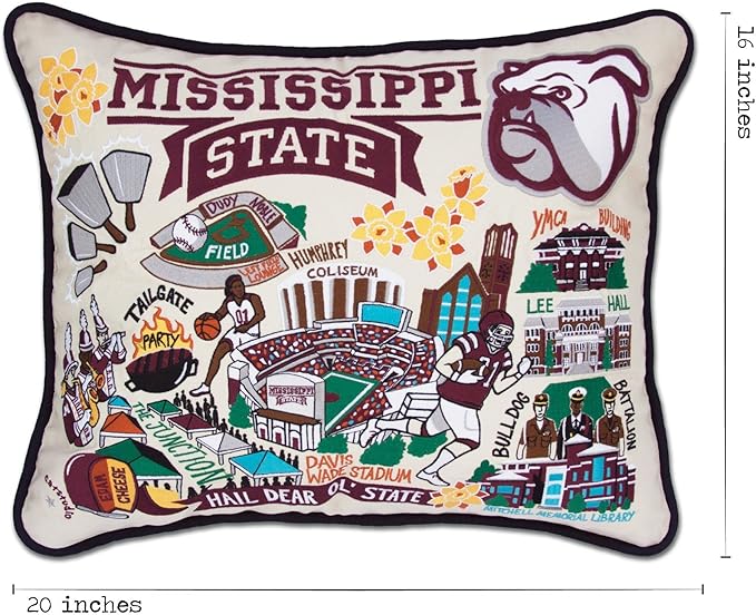 Catstudio Mississippi State University Collegiate Embroidered Decorative Throw Pillow