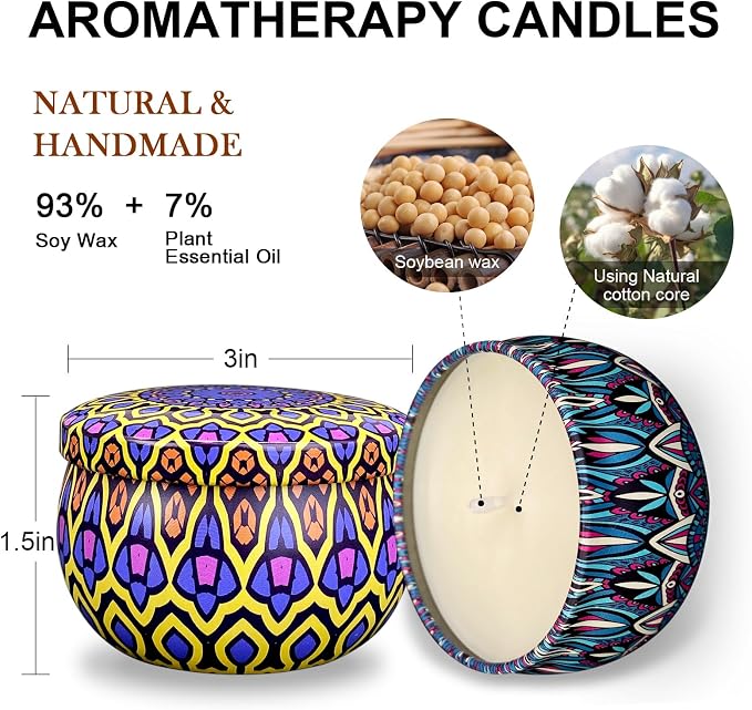 Set of 48 Small Scented Candles Soy Wax Aromatherapy Candles 2.5 OZ Portable Tin Candles with Lid, Relaxation Gifts Basket for Mother, Women, Friends and Coworkers