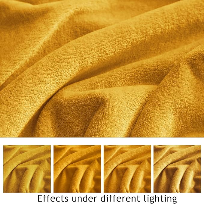 KMUSET Fleece Blanket Honey Yellow Lightweight Super Soft Cozy Fuzzy Bed Blankets Microfiber Factory Shop
