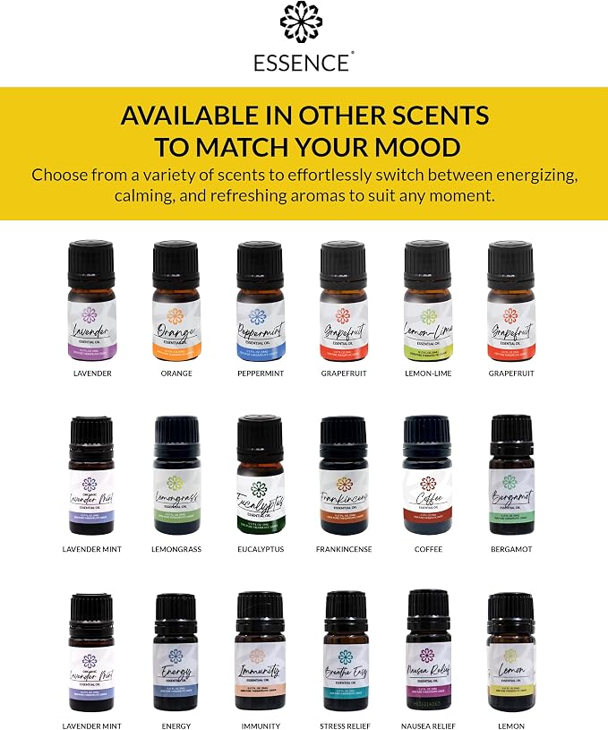 Essence Pearl Travel Case | Lemon Essential Oil | Aromatherapy Nasal Diffuser & Essential Oil Carrying Case | Uplifting Lemon Oil Scent | Travel-Friendly Kit | White Pod