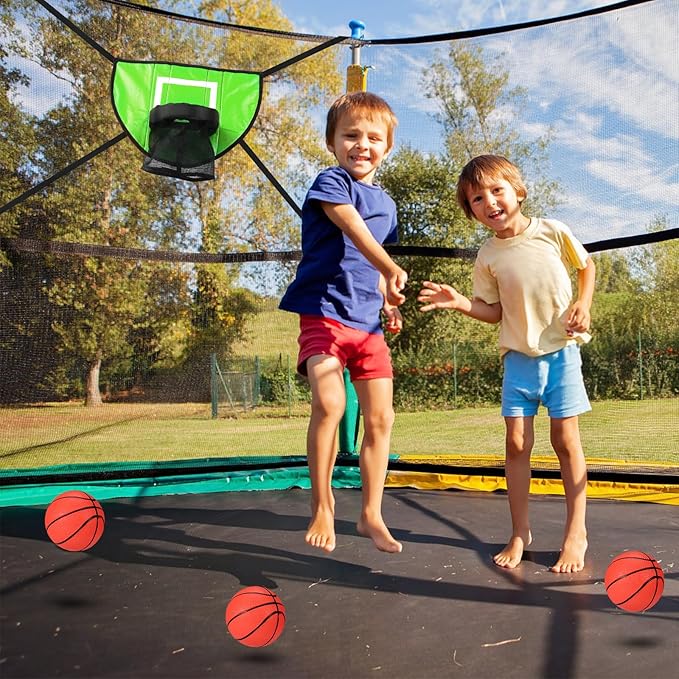 Trampoline Basketball Hoop Set, Trampoline Basketball Hoop Attachment Waterproof Basketball Goal for Trampoline Soft Basketball Game Accessories for All Ages Basketball Lovers