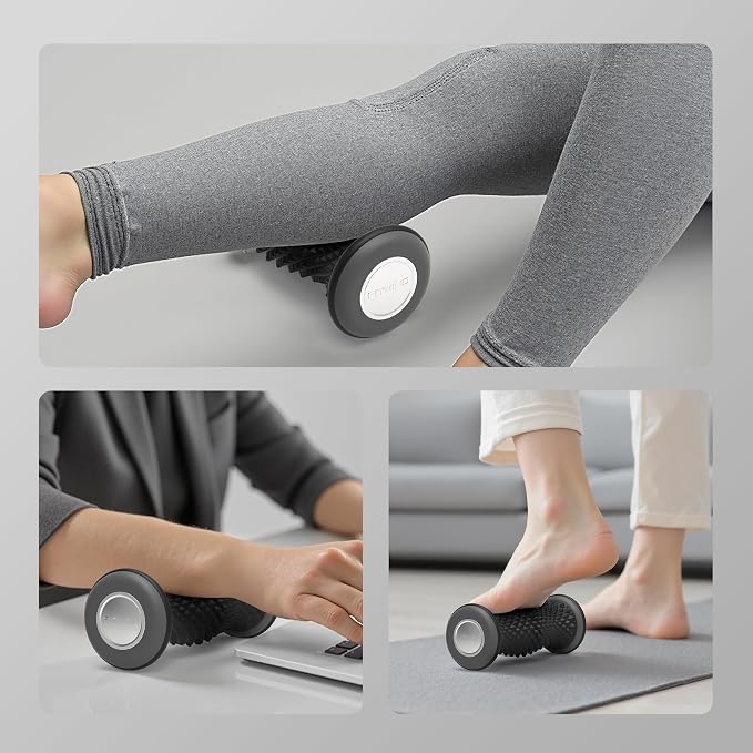 Foot Roller Massager for Plantar Fasciitis Relief, Portable Silent Deep Tissue Massager Tool for Arch and Heel Pain-Black