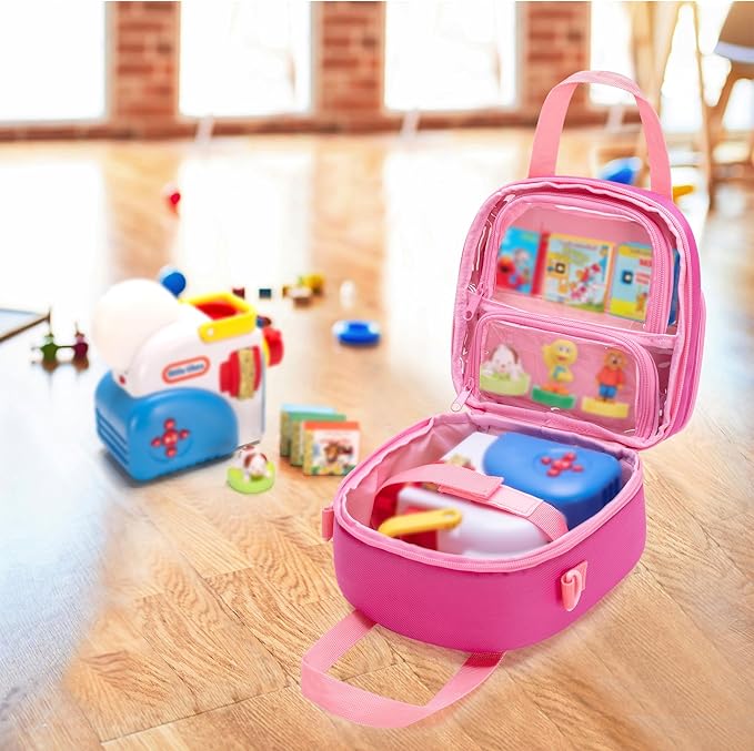 LoDrid Carrying Case Compatible with Little Tikes Story Dream Machine Starter Set, Multiple Pockets for Books and Accessories, Pink, Bag Only (Patent Design)