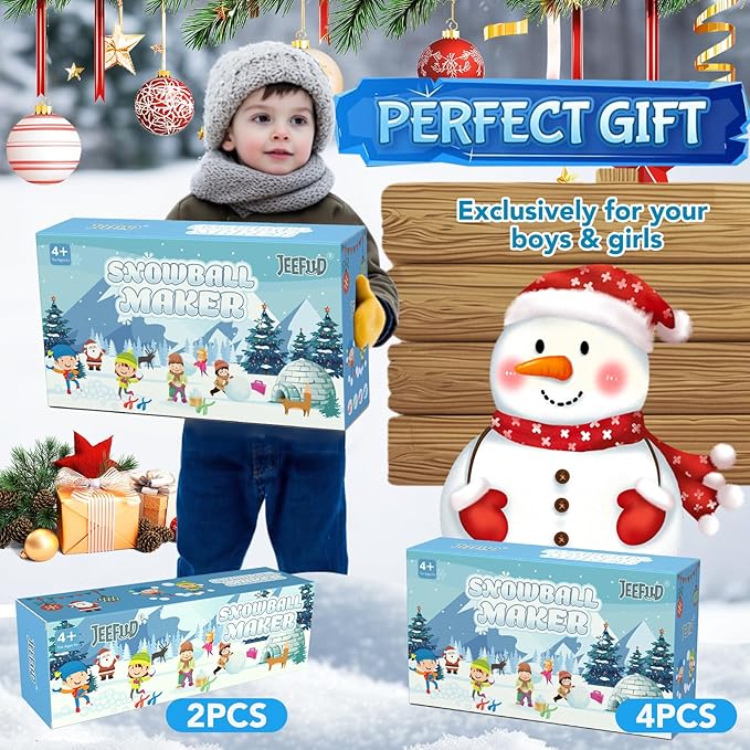 Snow Toys, Snowball Maker Snow Ball Shaper Molds with Handle for Kids Outdoor Indoor Winter Snowball Fight Maker Tool Clip Snow Games for Toddlers Boys Girls Ages 4 5 6 7 (Set of 2,Green,&Ocean Blue)