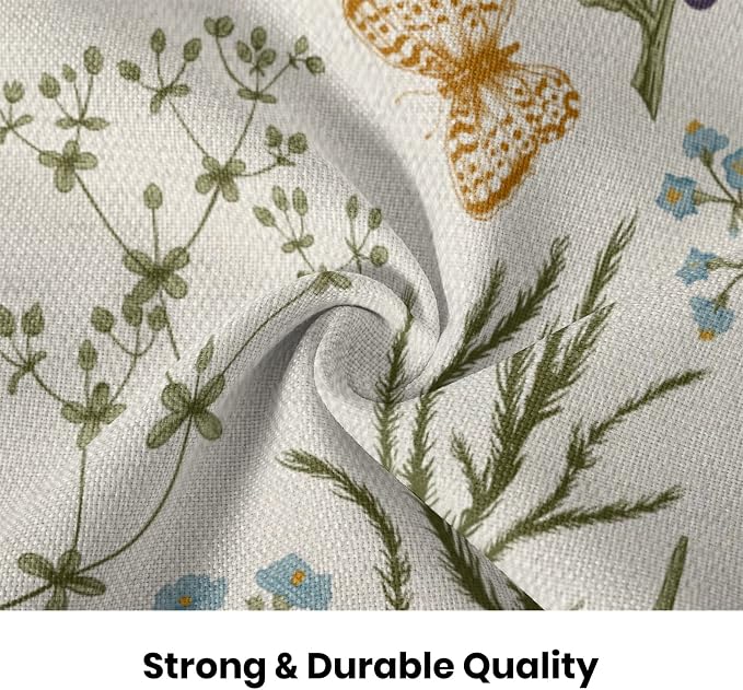 Spring Sage Green Wild Flower Pillow Covers 18x18 Set of 2 | Plant Throw Pillows Case Seasonal Floral Outdoor Decorative Linen Farmhouse Decor Cushion Covers for Home Sofa Bed Couch
