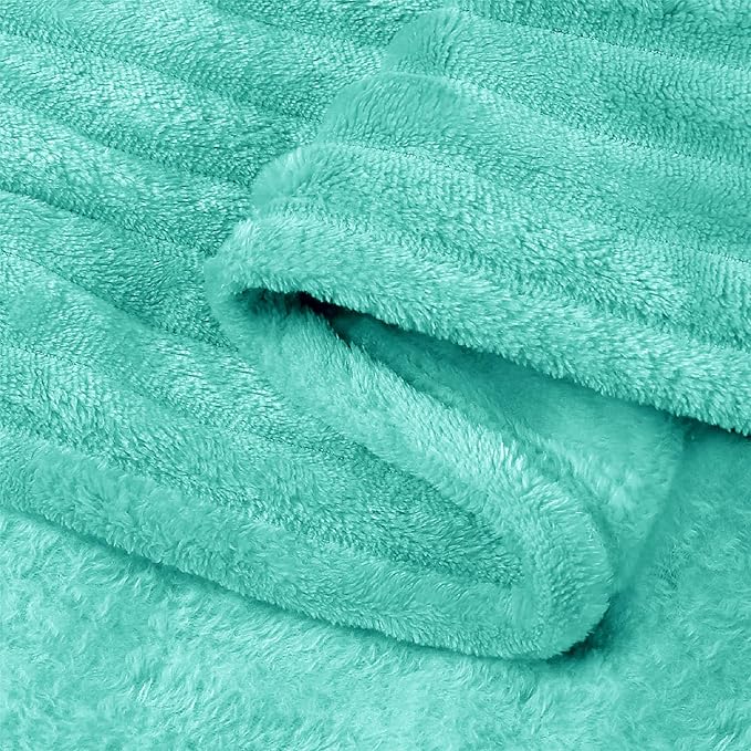 BEDELITE 3D Ribbed Jacquard Aqua Fleece Twin Blanket for Bed, 60x80 Inch | Soft Warm Decorative Fluffy Blanket, Cozy Plush Lightweight Fuzzy Throw Blanket for Couch Sofa Room Decor, Gift for Women