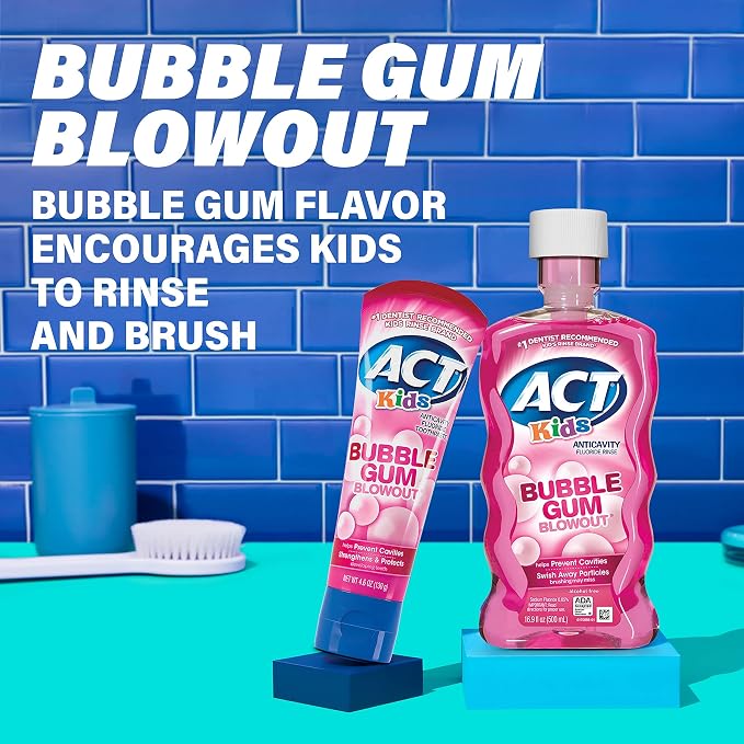 Carefree Panty Liners Regular Unscented 120ct & ACT Kids Anticavity Fluoride Rinse Bubble Gum Blowout 16.9oz