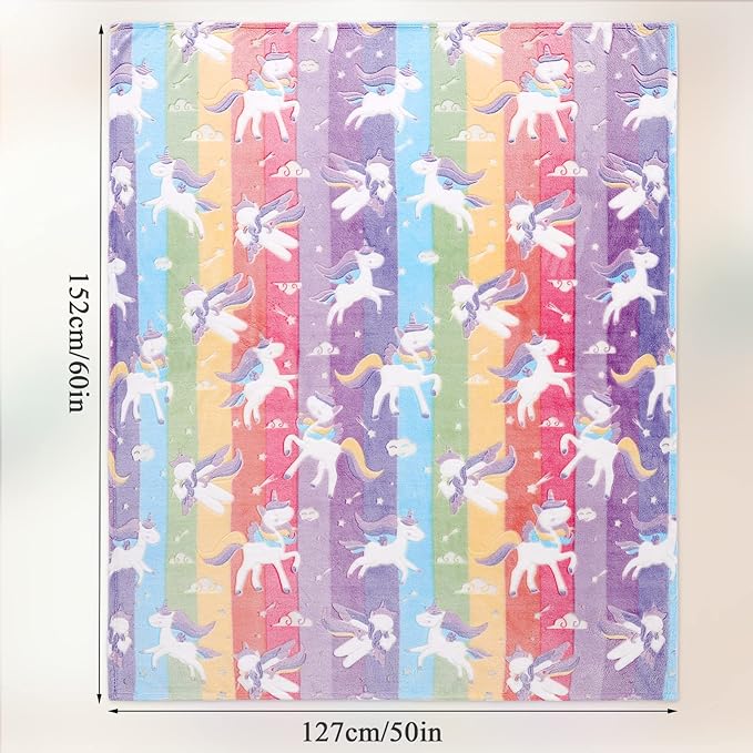 Glow in The Dark Blanket Unicorns Gifts for Girls,Soft Blanket 3 4 5 6 7 8 9 10 Year Old Girl Gifts,Toddler Girls Toys Age 6-8,Gifts for Valentine's Day Birthday Presents,60"x80"
