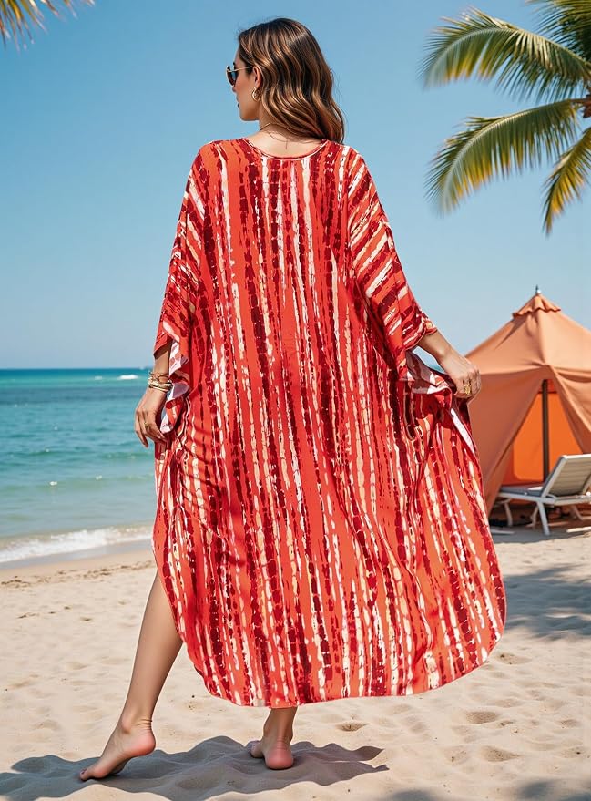 Mumu Dresses for Women Plus Size, Bohemian Kaftan Beach Cover Up Long Maxi Nightgown Soft Loungewear