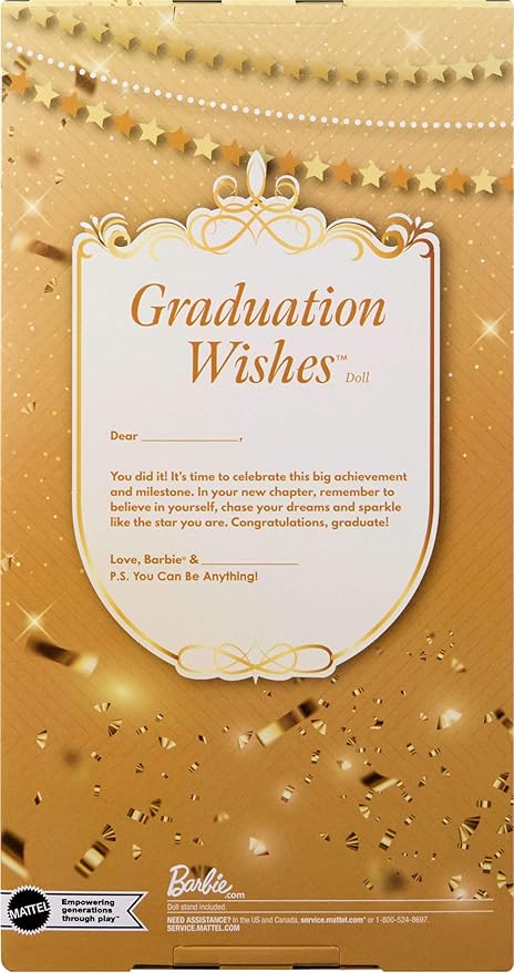 Barbie Signature Graduation Wishes Fashion Doll with Burgundy Robe & Tassel Cap, Collectible Toy in Giftable Packaging