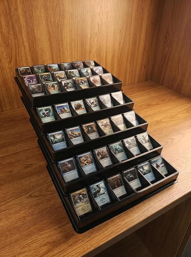 Card Sorting Tray 5ct – 18 Compartment Each, Stackable Trading Card Organizer for TCG, Durable Card Storage Sorter for Sports MTG Cards