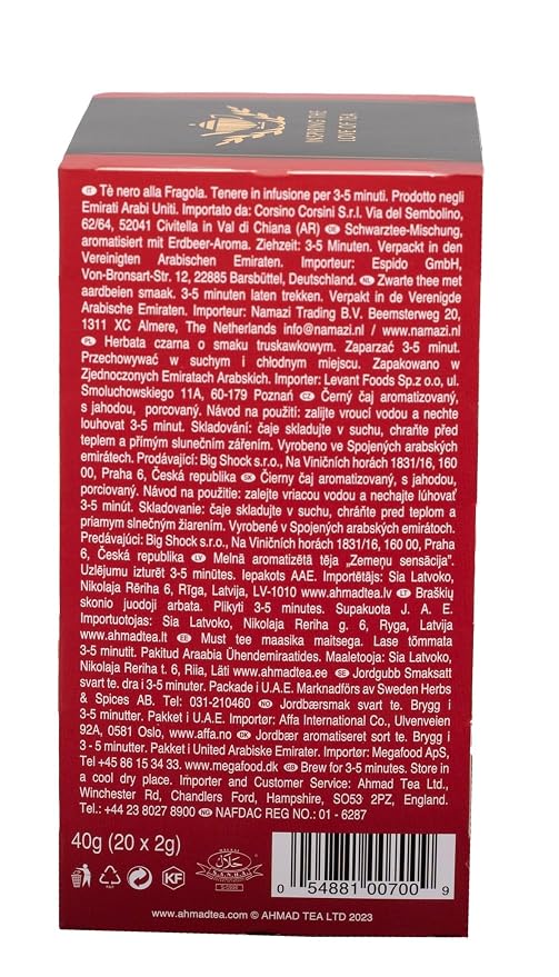Ahmad Teas - Strawberry Black Tea 1.4oz - 20 Tea Bags