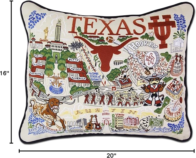 Catstudio Throw Pillow, University of Texas Embroidered Pillow - Collegiate Decorative Pillows for Longhorns Fans for Graduation, Game Day, Alums and Parents