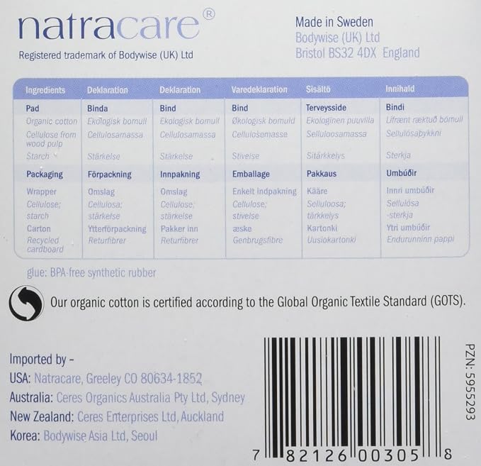 Natracare Slim Fitting Ultra Pads with Wings, Regular, Made with Certified Organic Cotton, Ecologically Certified Cellulose Pulp and Plant Starch (1 Pack, 14 Pads Total)…