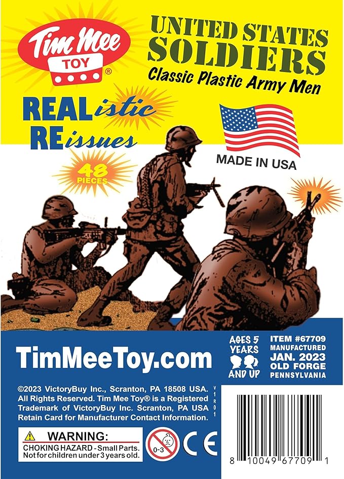 TimMee Plastic Army Men - Rust Brown 48pc Toy Soldier Figures - Made in USA