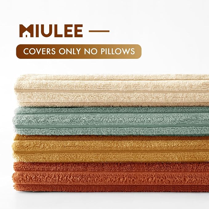 MIULEE Soft Corduroy Decorative Throw Pillow Covers Teal-Rust 18x18 | Set of 4, Mordern Rustic Home Decor, Retro Vintage Set, Boho Farmhouse Cushion Covers for Couch Bed Sofa Living Room