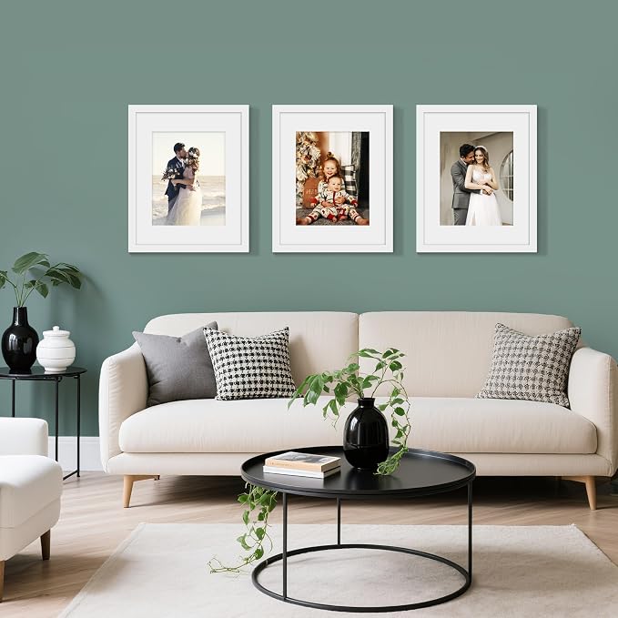 Picrit 16x20 Picture Frame Set of 12, Display 11 x 14 with Mat or 16 x 20 without Mat, Photo Frames for Wall Mounting Display, White.
