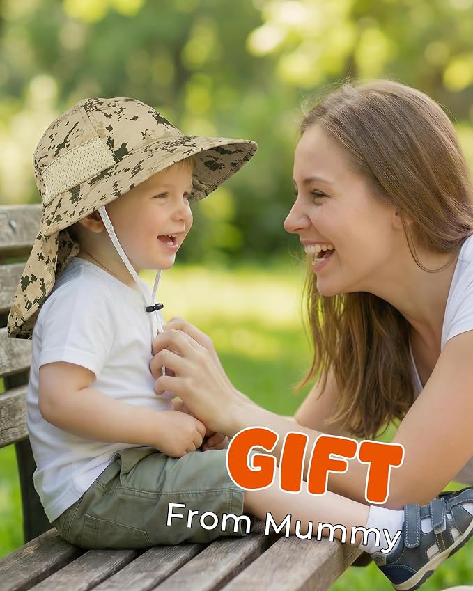 Toddler Baby Sun Hat Kids Summer Beach Essentials Adjustable Beach Hats with Bucket Wide Brim for Boys Girls Age 0-14 Years
