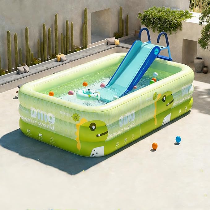 Pool Slide Foldable Pool Water Slide, Summer Swimming Pool Supplies Universal Trampoline Ladder Backyard Slide Home Playground Equipment (Blue)