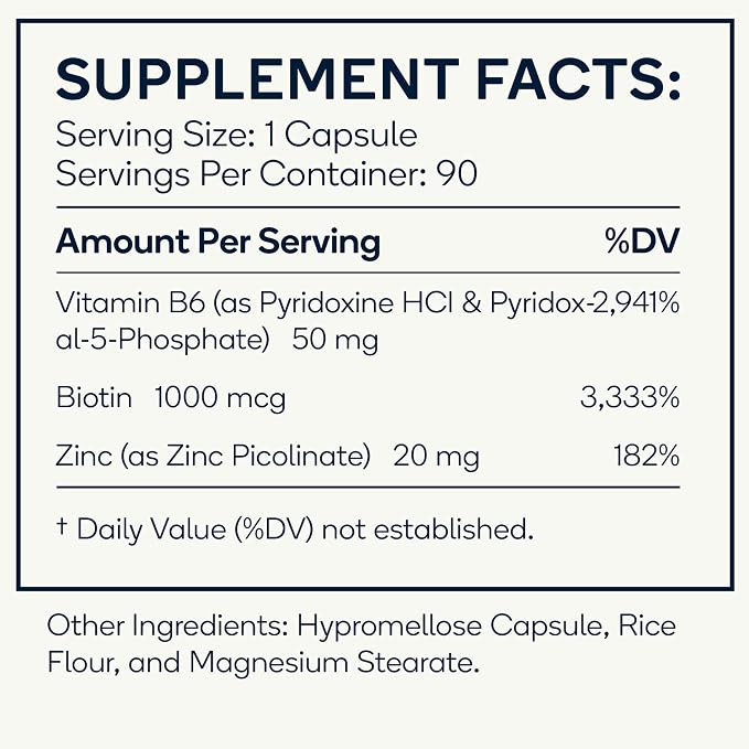 Brain - Balanced Neurotransmitter Support Supplement - Zinc, B6, Biotin for Cognitive Function - 90 Veggie Capsules (Brain)