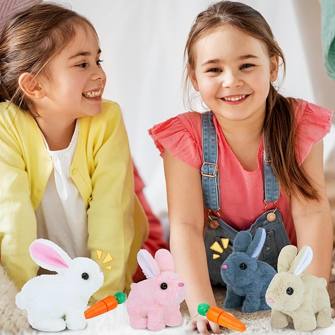 Bunby - Realistic Walking & Talking Bunny Toy, Interactive Plush with Hopping, Ear Twitching & Sounds | Lifelike Easter Gift for Kids, Handmade Stuffed Animal