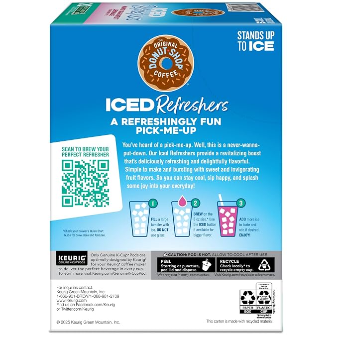 The Original Donut Shop Iced Refreshers, Mango Dragonfruit Lemonade Flavor, Keurig Single Serve K-Cup Pods, 20 Count