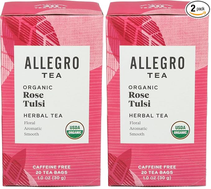 Allegro Tea, Organic Rose Tulsi Tea Bags, 20 ct (Pack of 2)